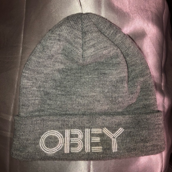 grey obey beanie